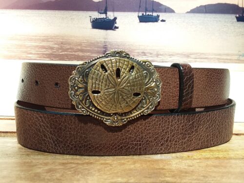 Sand Dollar Leather Belt in Brown Vintage Glazed