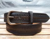 Ocean Wave Leather Belt in Dark Brown Antique Finish with 1-1/2" Nickel Matte Buckle