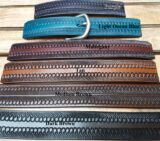Ocean Wave Embossed Leather Belt Colors