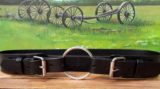 Women's Carriage O Ring Leather Belt in Black with 2-1/2" Nickel Plate O Ring