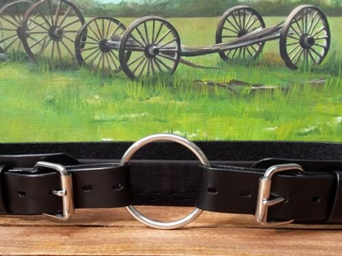 Women's Carriage Ring Leather Belt Black 2-1/2" Ring