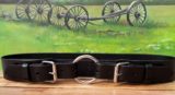 Women's Carriage O Ring Leather Belt in Black with 2" O Ring