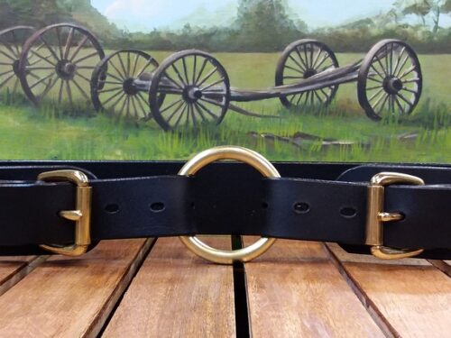 Women's Carriage Ring Leather Fashion Women's Carriage O Ring Leather Fashion Belt in Black Oiled with 2" Natural Brass O Ring