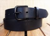 Vintage Black Distressed Leather Belt with 1-1/2" Black PVD Buckle