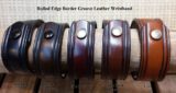 Rolled Edge Border Groove Leather Wristband