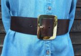 Woman's Wide Fashion Belt in Brown with 2-1/2" Solid Brass Buckle