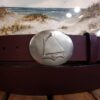 Cotuit Skiff Leather Sailing Belt in White Bronze Silver