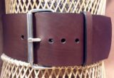 Women's Wide Leather Fashion Belt in Foresta Brown with 4" Single Prong Silver Buckle