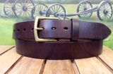 Men’s Leather Carry Belt in Dark Brown Bridle Leather with Natural Brass Heavy Buckle