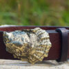 Barnstable Oyster Shell Leather Belt in Solid Brass