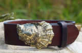 Barnstable Oyster Shell Leather Belt in Brown Boxer with Solid Brass