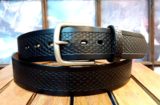 Dragon Scale Embossed Leather Belt in Black with 1-3/4" Nickel Matte Buckle