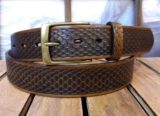Dragon Scale Leather Belt in Medium Brown Antique Finish 1-3/8"