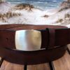Cape Cod Cushion Plaque Belt in Bomber Brown in Solid Brass