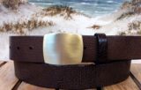 Cape Cod Cushion Plaque Belt on Vintage Brown Brushed Brass