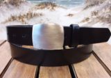 Cape Cod Cushion Plaque Belt on Dark Brown in Brushed Silver