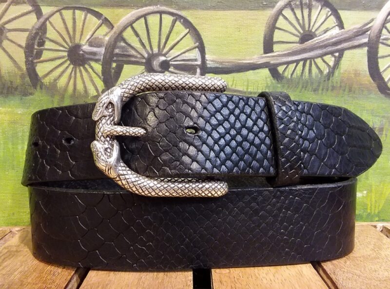 Infinity Snake Cobra Print Leather Belt