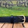 American Bison Wide Leather Belt in Black with 1-1/2" Natural Brass