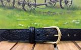 American Bison Wide Leather Belt in Black with 1-1/2" Natural Brass