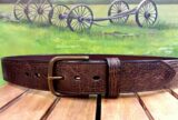 American Bison Wide Leather Belt in Yellowstone Alligator with 1-3/4" Antique Brass Buckle