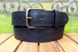 Yellowstone Bison Wide Leather Belt in Charcoal with 2" Antique Brass Buckle