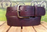 Bison Wide Leather Belt in Custom Bourbon Hand Dye with 2" Antique Brass Buckle