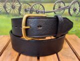 Bison Wide Leather Belt in Tucson Black with 2" Natural Brass Buckle