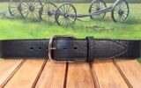 American Bison Wide Leather Belt in Black Tucson with 2" Nickel Plate Buckle