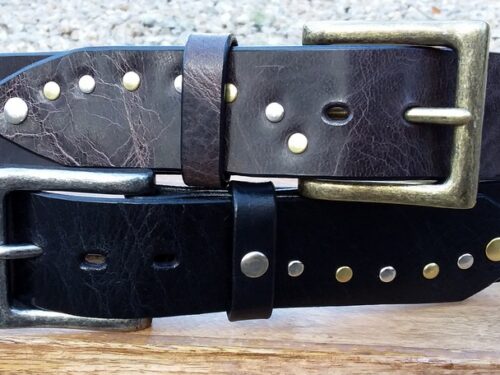 Wave Leather Rivet Belts