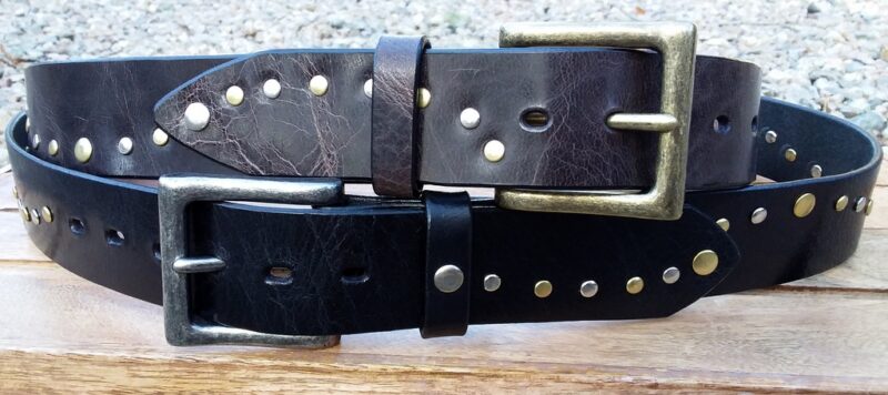 Wave Leather Rivet Belts