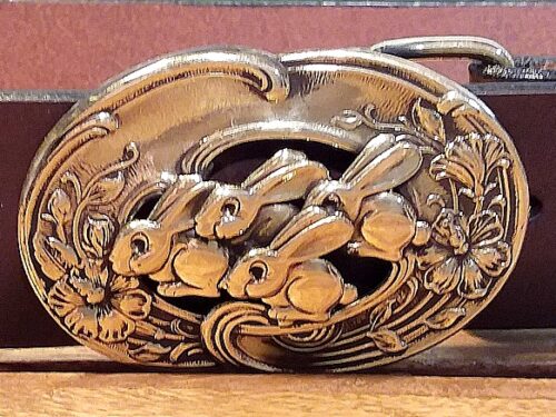 Running Bunnies Buckle in Solid Brass