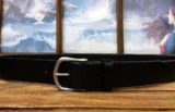 Monterey Harness Black Leather Belt with Nickel Matte