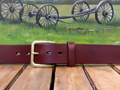 Monterey Harness Russet Leather Belt with Natural Brass