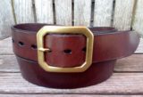 Leather Garrison Belt in Walnut with Natural Brass