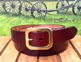 Leather Garrison Belt in Chestnut with Natural Brass Buckle