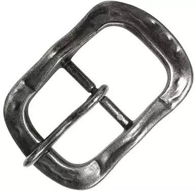 Antique Silver Vintage Hammered Hand-Forged 1-1/2" Center Bar Buckle
