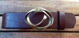 Abstract Fashion Leather Belt # 3 in Solid Brass