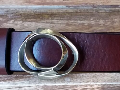 Abstract Fashion Leather Belt # 2 in Solid Brass