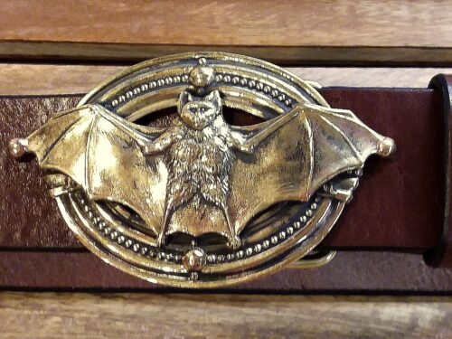 Flying Bat Leather Belt