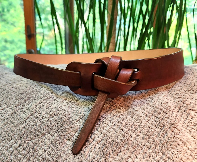 Fashion Leather Tie Belt in Light Brown Hand Dye