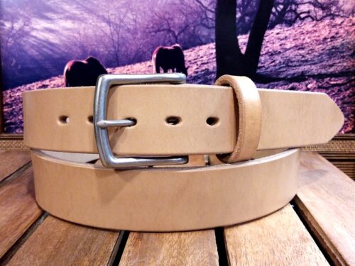 Oak Bark Cellar Leather Belt in Natural Bridle with Nickel Matt Buckle