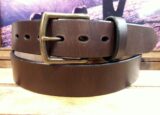 Oak Bark Cellar Leather Belt in Chocolate Harness with Antique Brass Buckle