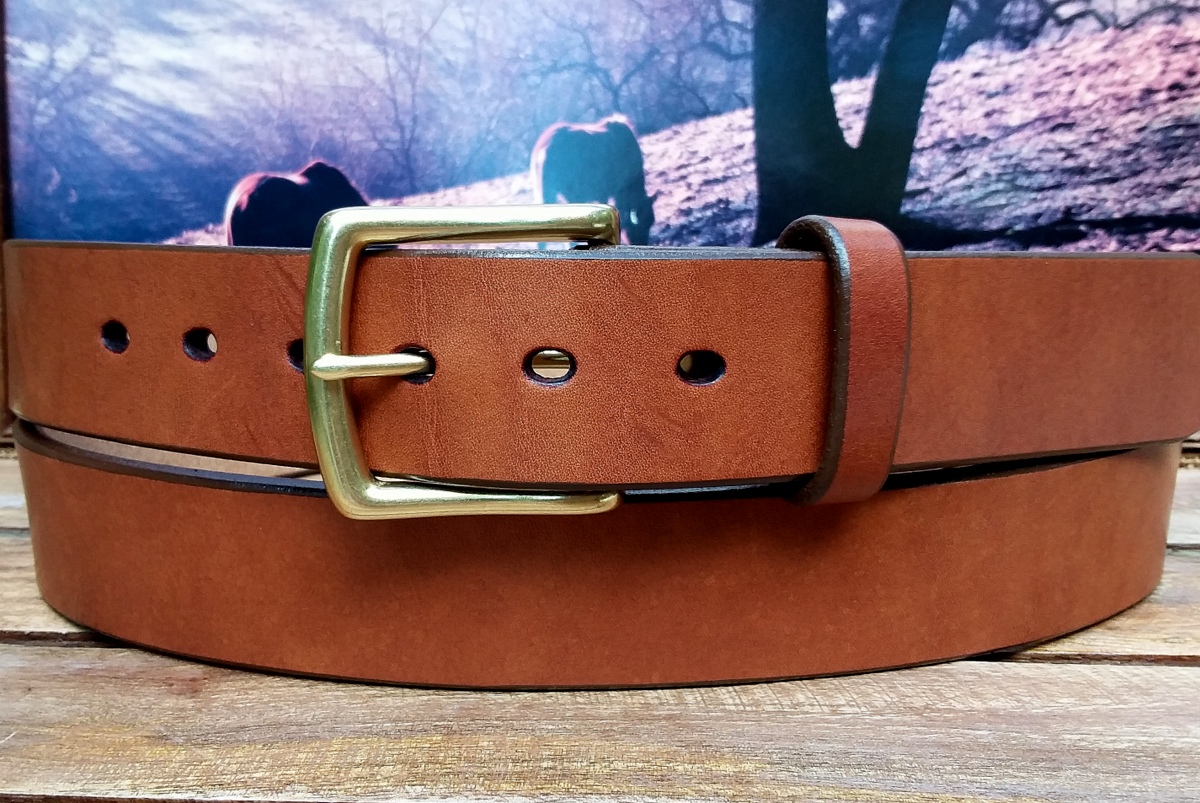 Awesome Hand Embossed & Painted Heavy Leather Belt Brass Buckle
