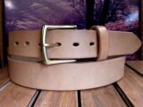 Oak Bark Leather Belt in Natural Bridle with Natural Edges and 1-1/2" Natural Brass Heavy Buckle