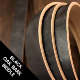 Black Oak Bark Bridle Leather Belt with Natural Hand Beveled Edges