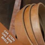 Oak Stain Oak Bark Bridle Leather Belt with Natural Edges