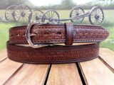 Flatweave Leather Belt in Brown Combo with 1-1/2" Nickel Plate Buckle