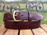 Yellowstone Bison Leather Belt in Bourbon with 1-1/2" Natural Brass Buckle