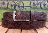 Yellowstone Bison Leather Belt in Brown Nut with 1-3/8" Bushed Nickel Buckle