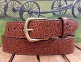 Yellowstone Bison Leather Belt in English Tan with 1-1/2" Natural Brass Buckle